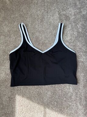 aerie Black Crop Tank with White Trim supportive exercise summer